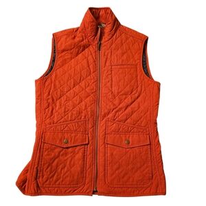 Duluth Trading Orange Quilted Vest with Stand-Up Collar